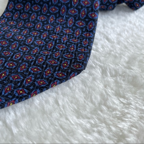 Polo by Ralph Lauren Black Blue and Red Geometric Tile Printed Textured Neck Tie - Picture 5 of 12